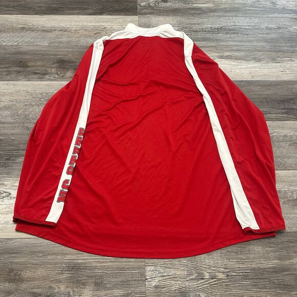 North Carolina State Jacket Red White Mens 2XL 1/4 Zip Adidas Pullover Jacket - Picture 3 of 8